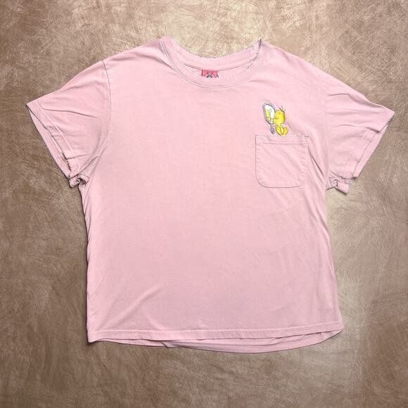 Vintage Y2K Looney Tunes Tweety Bird Embroidered Sleepwear T-Shirt Pink Cartoon - Picture 9 of 9